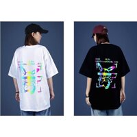 Áo thun phản quang nam nữ in hoạt hình - Trắng,Freesize