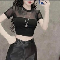 ÁO THUN PHỐI LƯỚI CROPTOP NGẮN TAY AL991