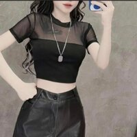 ÁO THUN PHỐI LƯỚI CROPTOP NGẮN TAY AL991 QC