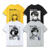 Áo thun phong cách mới Áo thun ngắn tay tấn công Titan Levi Eren Attack on Titan Joint T-Shirt Wings of Freedom Allen Mikasa Levi Eren Captain Anime Ngoại vi ngắn tay nam hợp thời trang Mikasa Armin Arlert