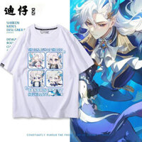 Áo thun phong cách mới Áo thun ngắn tay Genshin Impact Neuvillette Genshin Game Hàng hóa Navillette Water Dragon King Emoticon Pack Cùng phong cách Áo thun ngắn tay nam nữ mùa hè Cotton nguyên chất