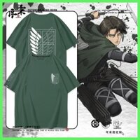 Áo thun phong cách mới Áo thun ngắn tay tấn công Titan Levi Ackerman Anime Wings of Freedom Captain Merchandise Nam Nữ Áo thun Cotton nguyên chất mùa hè Quần áo T