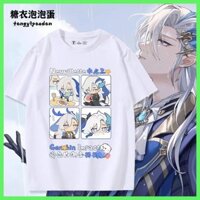 Áo thun phong cách mới Áo thun ngắn tay Genshin Impact Neuvillette Genshin Game Hàng hóa Navillette Water Dragon King Emoticon Pack Cùng phong cách Áo thun ngắn tay @ -