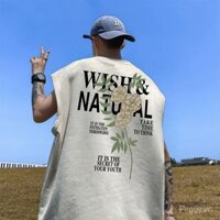 Áo thun phong cách Mỹ, áo vest thể thao [mùa hè] áo vest nam vai rộng giả da lộn, không tay, nặng, thương hiệu thời trang được đánh giá cao 1866