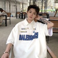 Áo thun phong cách xe máy, áo polo ngắn tay nam, phong cách chức năng hạng nặng Mỹ, trang phục cặp đôi, bộ đồ đua nam tay 5/4