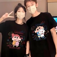 Áo Thun phông rộng hình Shin và NeNe , Áo phông rộng nam nữ mùa hè UT