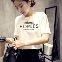 Áo thun phông trắng chữ Homies