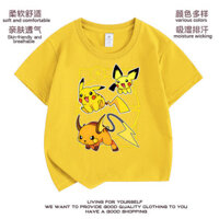 Áo thun Pokémon Size 100-160 Áo thun trẻ em Phiên bản Hàn Quốc Pokémon Pokémon Áo thun nửa tay bé trai bé gái Quần áo trẻ em Pikachu Đồng thương hiệu Áo thun nửa tay dáng rộng Top QK