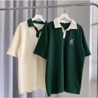 Áo thun polo ATYS NIS form unisex (TẶNG SON) 2 màu XANH RÊU/KEM chữ thêu vải cotton su tổng hợp