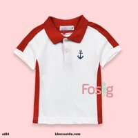 Áo Thun Polo Bé Trai Marisa - Trắng Viền Đỏ