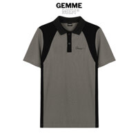 Áo thun polo big size GEMME MEN phối màu xám - đen , chuẩn form, sang trọng, thanh lịch, Big Size 55 - 150kg