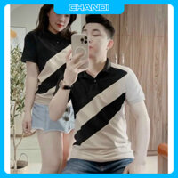 Áo Thun Polo Cặp Nam Nữ Tay Ngắn Unisex thương hiệu Chandi thiết kế cố bẻ thêu không bong tróc khi giặt PLN32 - vàng đen - XXL