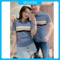 Áo Thun Polo Cặp Nam Nữ Tay Ngắn Unisex thương hiệu Chandi thiết kế cố bẻ thêu không bong tróc khi giặt PLN31 - xanh - XL