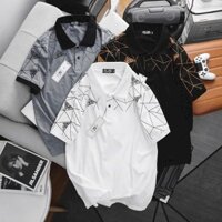 Áo thun polo chất vải cotton phối cá tính bigsize nam tới 135kg  - Lưới