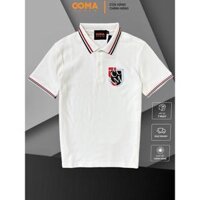 Áo thun Polo cổ bâu viền sọc 2 màu Nâu đậm - Trắng logo 1 bên COMADENIM T3515 - T3514 Nam Menswear Có Cổ