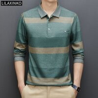 Áo Thun Polo Cotton Tay Dài Kẻ Sọc 3 Màu Thời Trang Thu Đông Cho Nam