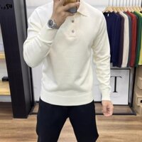 Áo thun polo dệt kim nam cao cấp Slim-Fit dài tay ve áo Áo nỉ Paul Áo nỉ