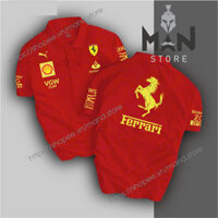 Áo thun Polo Đội Đua Ferrari Thiết kế - Thun Cá sấu CVC Cao Cấp Dày Mịn Thoáng Mát - Bền Màu Chống Nhăn - Man Store