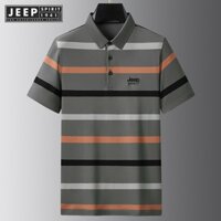 Áo thun polo Jeep Spirit 1941 ESTD tay ngắn họa tiết kẻ sọc ngang thời trang công sở cho nam
