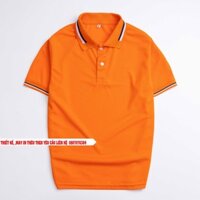 Áo thun polo màu cam bo sọc cổ 2 ya cao cấp - La'house Uniform