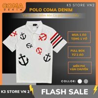 ÁO THUN POLO NAM 2 Màu MÀU TRẮNG - XÁM COMA mỏ neo to đen đỏ T3507-T3508 Menswear Có Cổ K3 STORE