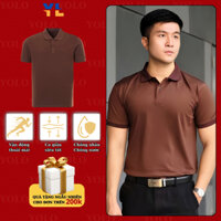 Áo thun Polo nam BASIC màu nâu, ngắn tay, cổ bẻ, nam tính, thanh lịch, sang trọng, freesize, vải CVC YOLO