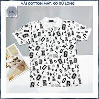 Áo thun POLO nam cao cấp in hoạ tiết chữ vải cotton form ôm body, áo thun nam trung niên cổ trụ quà tặng bạn trai