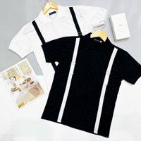Áo thun Polo nam cổ trụ phối dây đeo kiếu Hàn Quốc chất vải cotton co dãn phong cách trẻ trung