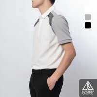 Áo thun polo nam D2shop, áo thun cổ bẻ tay ráp lăng phối màu, màu trắng, đen, xám [B-D6023]