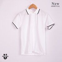 Áo thun Polo Nam màu trắng, Cổ viền, Tay viền, chất dệt cotton cá sấu co giãn 2 chiều Cao Cấp,  dáng Slimfit Sang Trọng