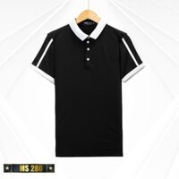 Áo thun polo nam nữ, áo thun polo tay ngắn cổ bẻ, phong cách thời trang hàn quốc cao cấp mẫu mới MS - Màu đen - L