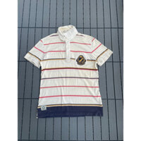 Áo thun polo nam nữ kẻ sọc màu trắng size fit M 2hand