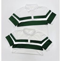 ÁO THUN POLO NAM NỮ TRẮNG SỌC XANH NGANG THÂN ÁO NAM TÍNH
