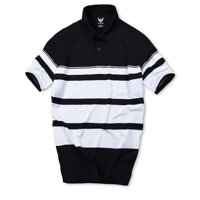 Áo Thun Polo Nam OVERCO Sọc Ngang Thân Màu Đen Trắng Cao Cấp 2021  - XL 75-85KG