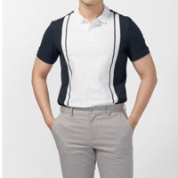 Áo thun Polo nam phối màu cổ bẻ basic, Áo phông Cotton phối Xanh Than - Trắng