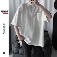 Áo thun polo nam RevoltClothes tay lỡ xẻ tà cổ dệt đẹp form rộng unisex kiểu dáng dài Hàn Quốc T321