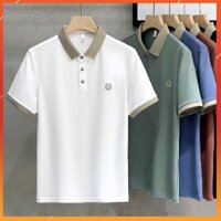 Áo Thun Polo Nam Thêu Chữ U,Chất Liệu Thấm Hút Mồ Hôi,Cổ Phối Màu