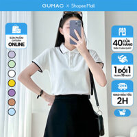 Áo thun polo nữ màu hồng - tím thời trang GUMAC có cổ đẹp thiết kế trơn cơ bản PLE03028 - Hàng mới về