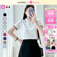 Áo thun polo nữ màu hồng - tím thời trang GUMAC có cổ đẹp thiết kế trơn cơ bản thoáng khí PLE03028