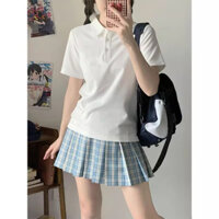 áo thun polo nữ  xám ghi đẹp dễ thương mùa hè Eleclassm  áo phông local brand