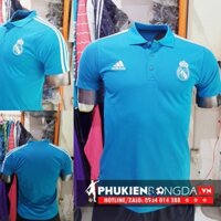 Áo thun polo REAL MADRID 2018 xanh ngọc, Áo polo REAL MADRID 2018 xanh ngọc