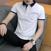Áo thun polo thêu chữ kí phong cách Hàn Quốc ngắn tay mẫu mới, chất liệu vải thun mát mẻ