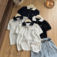 Áo Thun polo Thêu Chữ R cách điệu cổ phối màu Hàng quảng Châu