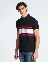 Áo Thun Polo Tommy Hilfiger Horizzon Stripe Màu Xanh Đen Đậm, Dáng Slim Fit