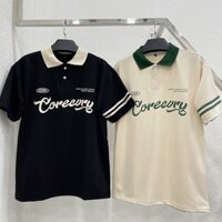 Áo thun polo unisex Corecury tay lỡ form rộng , áo thun cổ bẻ nam nữ chất cotton mềm