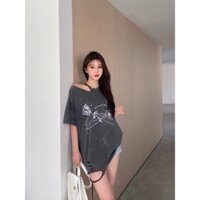 Áo thun Rách Vai Và Vạc năng Động cá Tính Vải Dày - oder Taobao