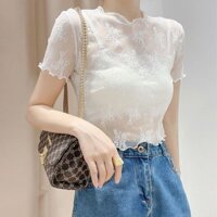 Áo thun ren ngắn tay mùa hè dành cho nữ
