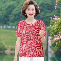 Áo Thun Rộng Cổ Tròn In Hình Phong Cách Mới Dành Cho Phụ Nữ Trung Niên