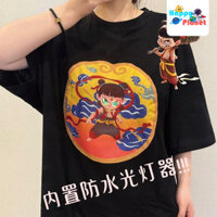 Áo thun sáng tạo Nezha, áo thun ngắn tay cặp đôi hài hước, phim Nezha và hàng hóa, áo thun hoạt hình cha mẹ và con cái, trang phục cặp đôi Nezha sáng tạo MZDK