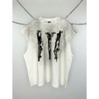 Áo thun sát nách cổ tròn, 3 lỗ trắng mài rách độc đáo chất liệu thoáng mát đường phố